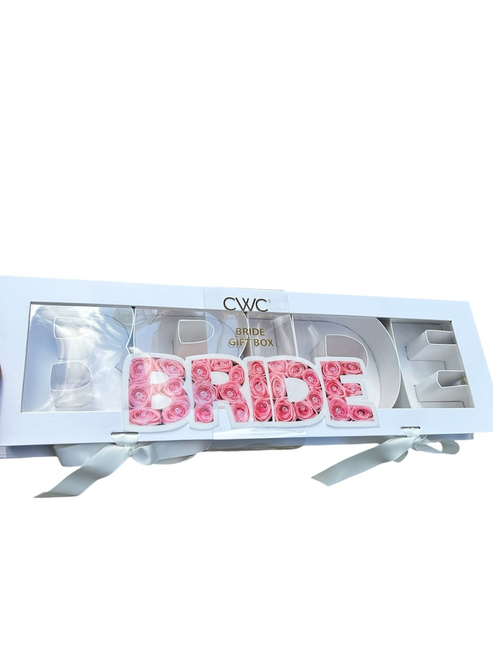 Cook With Color Fillable BRIDE Word Gift Box White food storage flowers